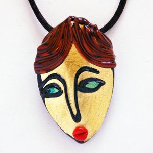 Murano Glass Pendant 24 K Gold Leaf Faccia Face
